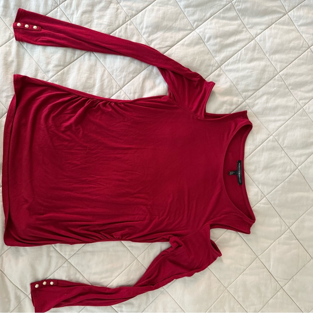 White House Black Market Red Fitted Cut Out Top